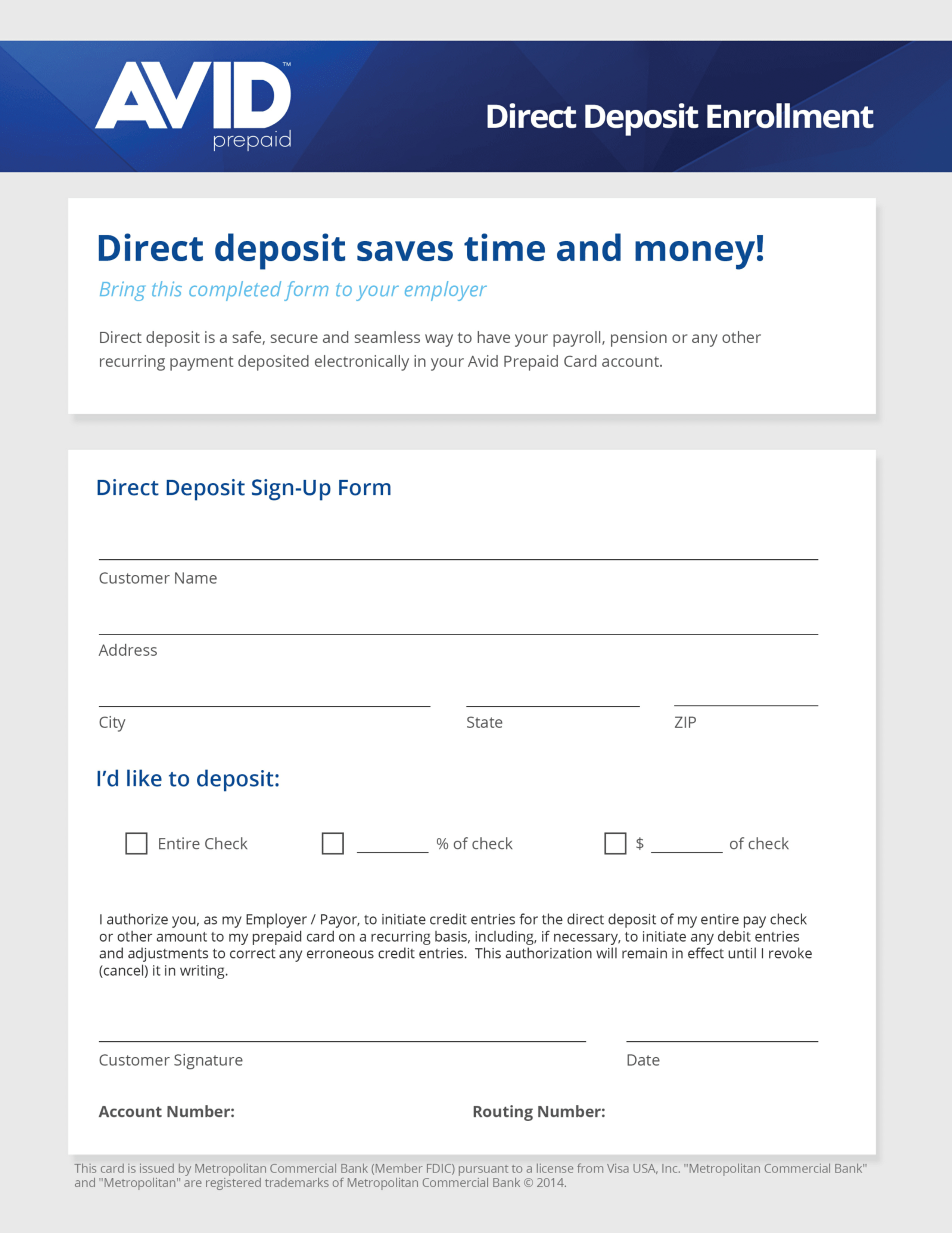 Avid Prepaid Card with EMV chip technology. This supports safe and secure payments.